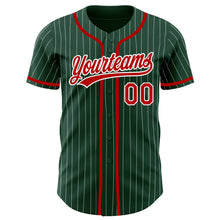 Charger l&#39;image dans la galerie, Custom Green White Pinstripe Red Authentic Baseball Jersey
