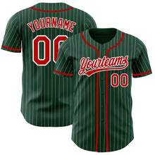 Charger l&#39;image dans la galerie, Custom Green White Pinstripe Red Authentic Baseball Jersey
