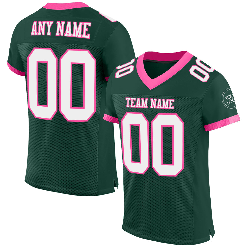 Cheap Custom White Silver-Green Mesh Authentic Football Jersey Free  Shipping – CustomJerseysPro