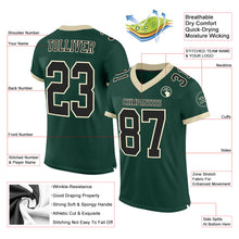 Load image into Gallery viewer, Custom Green Black-Cream Mesh Authentic Football Jersey
