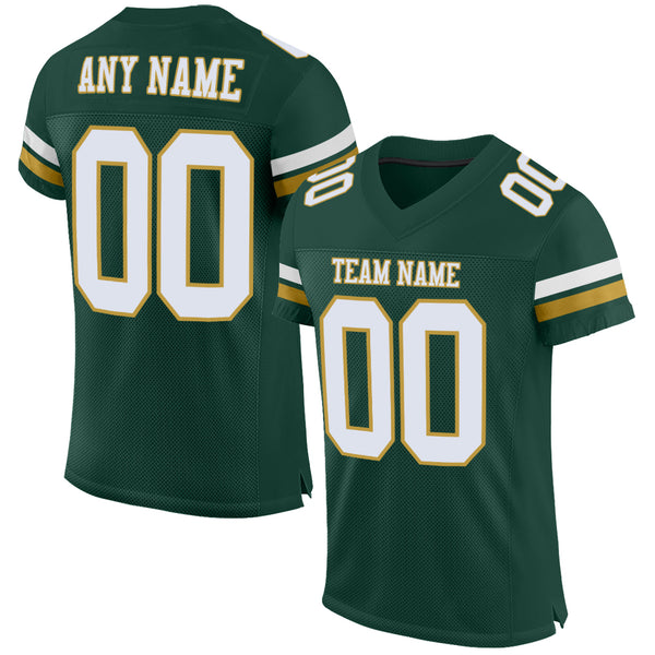 Cheap Custom Green White-Old Gold Mesh Authentic Football Jersey