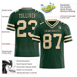 Custom Green City Cream-Black Mesh Authentic Football Jersey