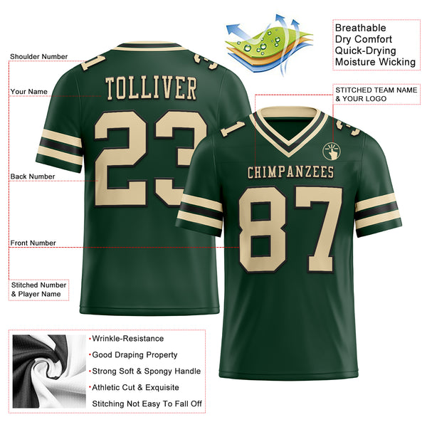 Cheap Custom Green City Cream Black Mesh Authentic Football Jersey Free Shipping CustomJerseysPro