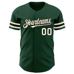 Custom Green Cream-Black Authentic Baseball Jersey