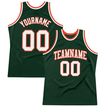 Charger l&#39;image dans la galerie, Custom Hunter Green White-Orange Authentic Throwback Basketball Jersey
