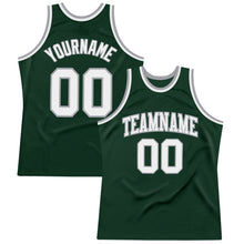 Charger l&#39;image dans la galerie, Custom Hunter Green White-Gray Authentic Throwback Basketball Jersey
