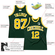 Load image into Gallery viewer, Custom Hunter Green Gold-White Authentic Throwback Basketball Jersey
