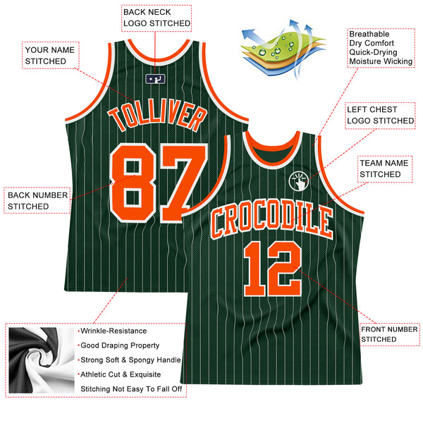 Custom Hunter Green White Pinstripe Orange-White Authentic Basketball Jersey  Fast Shipping – FiitgCustom