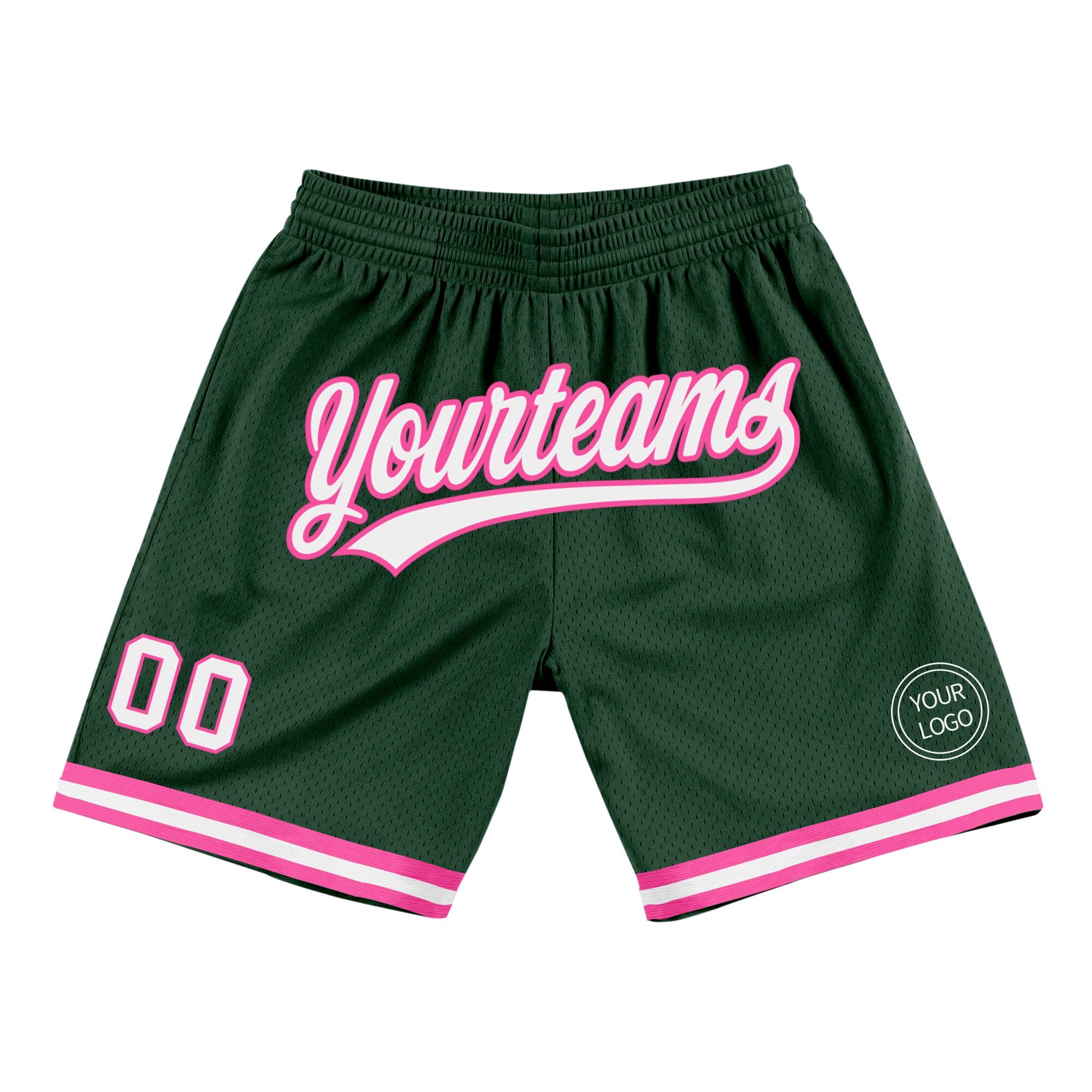 Cheap Custom Hunter Green White-Pink Authentic Throwback