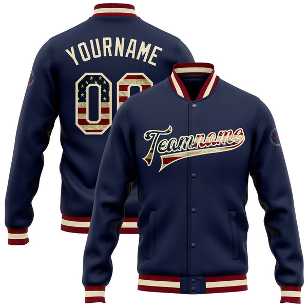 Women's Varsity Jacket for Baseball Letterman Bomber of Navy Blue