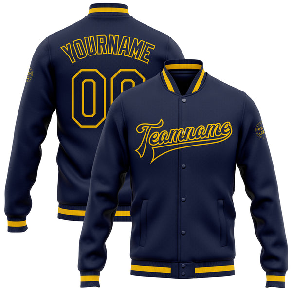 Navy and outlet gold letterman jacket