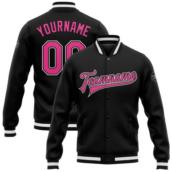 Cheap Custom Black Pink-White Bomber Full-Snap Varsity Letterman Split  Fashion Jacket Free Shipping – CustomJerseysPro