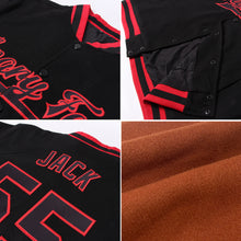 Charger l&#39;image dans la galerie, Custom Texas Orange Black-Old Gold Bomber Full-Snap Varsity Letterman Jacket
