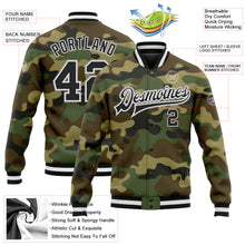 Charger l&#39;image dans la galerie, Custom Camo Black-Gray Bomber Full-Snap Varsity Letterman Salute To Service Jacket
