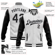 Загрузить изображение в средство просмотра галереи, Custom White Black Pinstripe Black-Gray Bomber Full-Snap Varsity Letterman Two Tone Jacket
