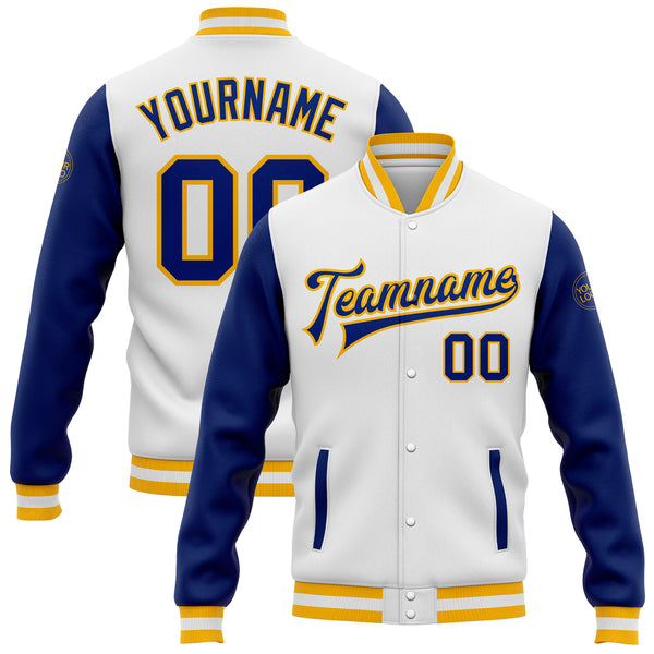 Blue and outlet gold letterman jacket