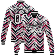 Load image into Gallery viewer, Custom Red White-Black 3D Pattern Design Bomber Full-Snap Varsity Letterman Jacket
