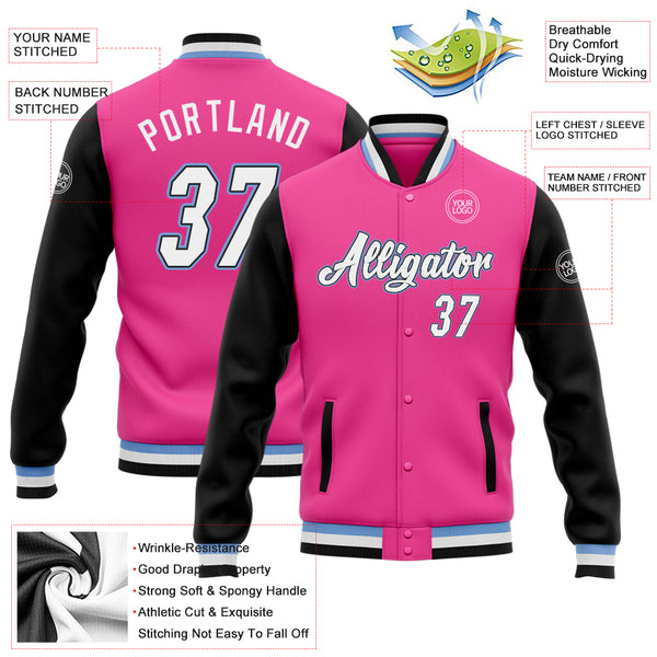 Cheap Custom Black Pink-White Bomber Full-Snap Varsity Letterman Split  Fashion Jacket Free Shipping – CustomJerseysPro