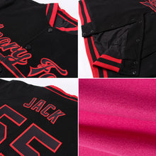 Load image into Gallery viewer, Custom Pink White-Gray Bomber Full-Snap Varsity Letterman Jacket
