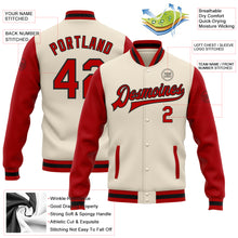 Загрузить изображение в средство просмотра галереи, Custom Cream Red-Black Bomber Full-Snap Varsity Letterman Two Tone Jacket
