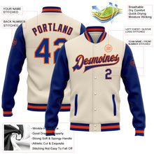 Load image into Gallery viewer, Custom Cream Royal-Orange Bomber Full-Snap Varsity Letterman Two Tone Jacket
