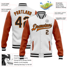 Load image into Gallery viewer, Custom White Black-Texas Orange Bomber Full-Snap Varsity Letterman Two Tone Jacket
