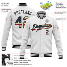 Загрузить изображение в средство просмотра галереи, Custom White Vintage USA Flag-Black Bomber Full-Snap Varsity Letterman Jacket
