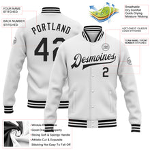 Laden Sie das Bild in den Galerie-Viewer, Custom White Black Bomber Full-Snap Varsity Letterman Jacket
