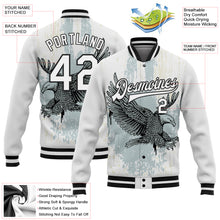 Загрузить изображение в средство просмотра галереи, Custom White Black Eagle 3D Pattern Design Bomber Full-Snap Varsity Letterman Jacket
