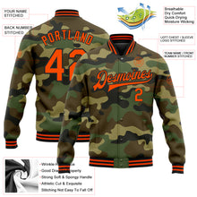 Загрузить изображение в средство просмотра галереи, Custom Camo Orange-Black Bomber Full-Snap Varsity Letterman Salute To Service Jacket
