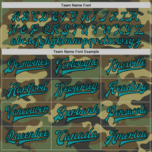 Load image into Gallery viewer, Custom Camo Teal-Black Bomber Full-Snap Varsity Letterman Salute To Service Jacket
