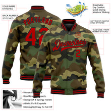 Загрузить изображение в средство просмотра галереи, Custom Camo Red-Black Bomber Full-Snap Varsity Letterman Salute To Service Jacket
