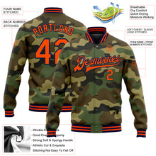 Загрузить изображение в средство просмотра галереи, Custom Camo Orange-Navy Bomber Full-Snap Varsity Letterman Salute To Service Jacket
