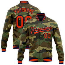 Загрузить изображение в средство просмотра галереи, Custom Camo Orange-Navy Bomber Full-Snap Varsity Letterman Salute To Service Jacket
