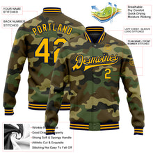 Laden Sie das Bild in den Galerie-Viewer, Custom Camo Gold-Navy Bomber Full-Snap Varsity Letterman Salute To Service Jacket
