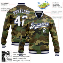 Загрузить изображение в средство просмотра галереи, Custom Camo White Navy-Gray Bomber Full-Snap Varsity Letterman Salute To Service Jacket
