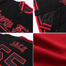 Load image into Gallery viewer, Custom Crimson Gray-Black Bomber Full-Snap Varsity Letterman Jacket
