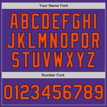 Load image into Gallery viewer, Custom Purple Orange-Navy Bomber Full-Snap Varsity Letterman Jacket
