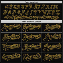 Загрузить изображение в средство просмотра галереи, Custom Black Old Gold Pinstripe Old Gold Bomber Full-Snap Varsity Letterman Jacket
