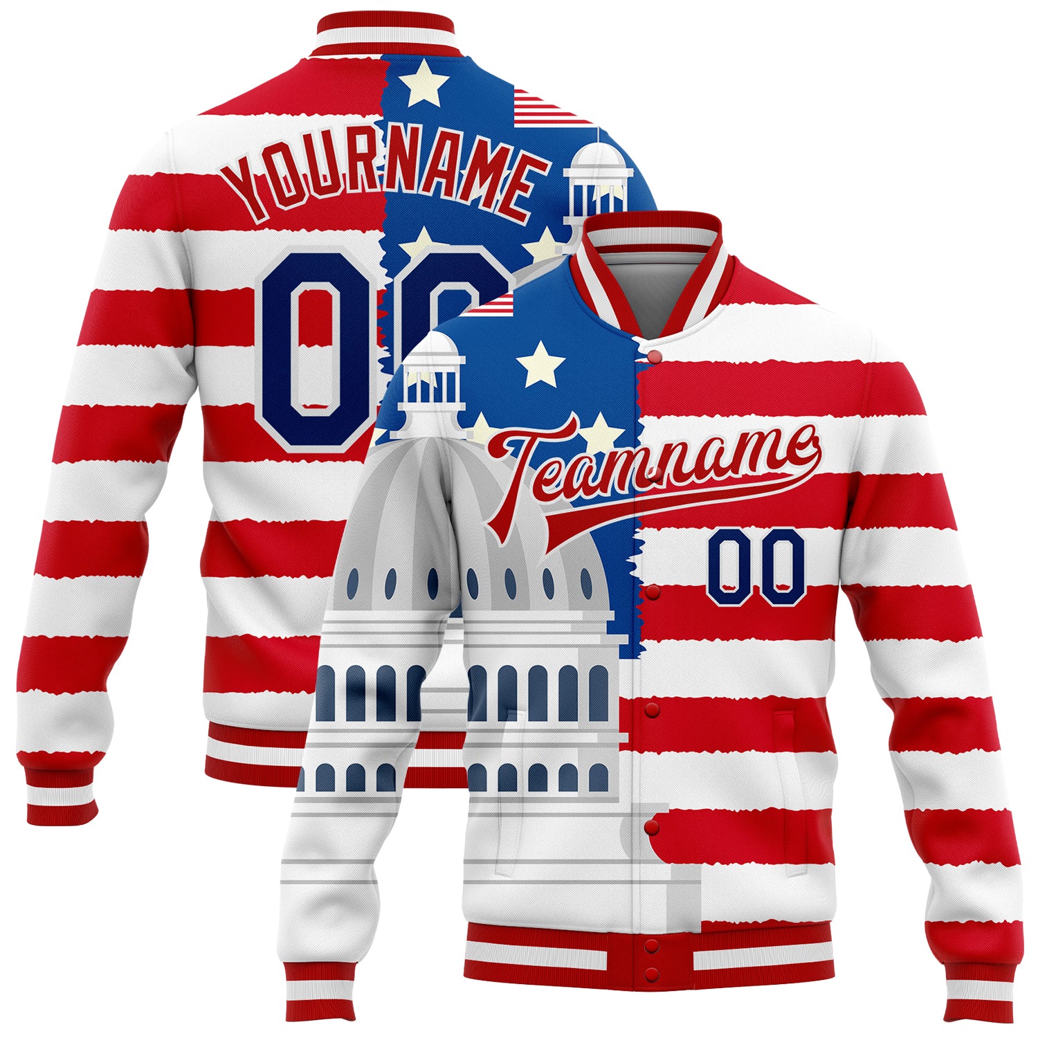 Custom Camo White-Navy 3D Bomber Full-Snap Varsity Letterman Salute To  Service Jacket Discount