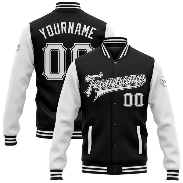 Custom Varsity Letterman Baseball Jacket Gray Leather & Black 