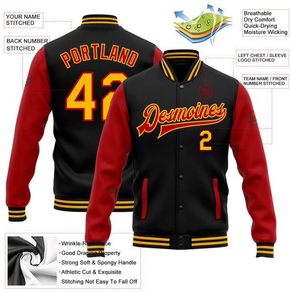 Red Letterman Jacket with Shoulder Insert