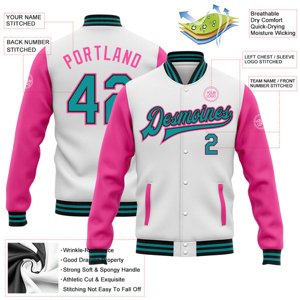 Cheap Custom Purple Teal-White Bomber Full-Snap Varsity Letterman Jacket  Free Shipping – CustomJerseysPro