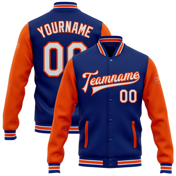 Full-Snap New York Mets Royal Blue and White Varsity Jacket