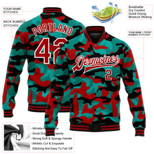 Laden Sie das Bild in den Galerie-Viewer, Custom Camo Red-White Fluorescent Camouflage 3D Bomber Full-Snap Varsity Letterman Salute To Service Jacket
