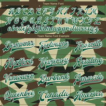 Laden Sie das Bild in den Galerie-Viewer, Custom Camo Kelly Green-White Geometric Camouflage 3D Bomber Full-Snap Varsity Letterman Salute To Service Jacket
