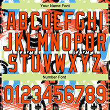Load image into Gallery viewer, Custom Graffiti Pattern Orange-Black Abstract Grunge Art 3D Bomber Full-Snap Varsity Letterman Jacket
