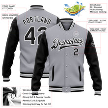 Charger l&#39;image dans la galerie, Custom Gray Black-White Bomber Full-Snap Varsity Letterman Two Tone Jacket
