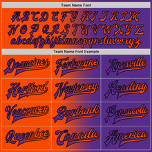 Load image into Gallery viewer, Custom Purple Orange-Black Bomber Full-Snap Varsity Letterman Gradient Fashion Jacket
