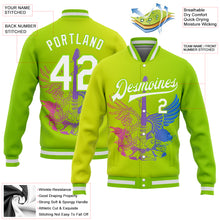 Charger l&#39;image dans la galerie, Custom Neon Green White-Neon Yellow Guitar Rock Roll Music Festival 3D Pattern Design Bomber Full-Snap Varsity Letterman Gradient Fashion Jacket
